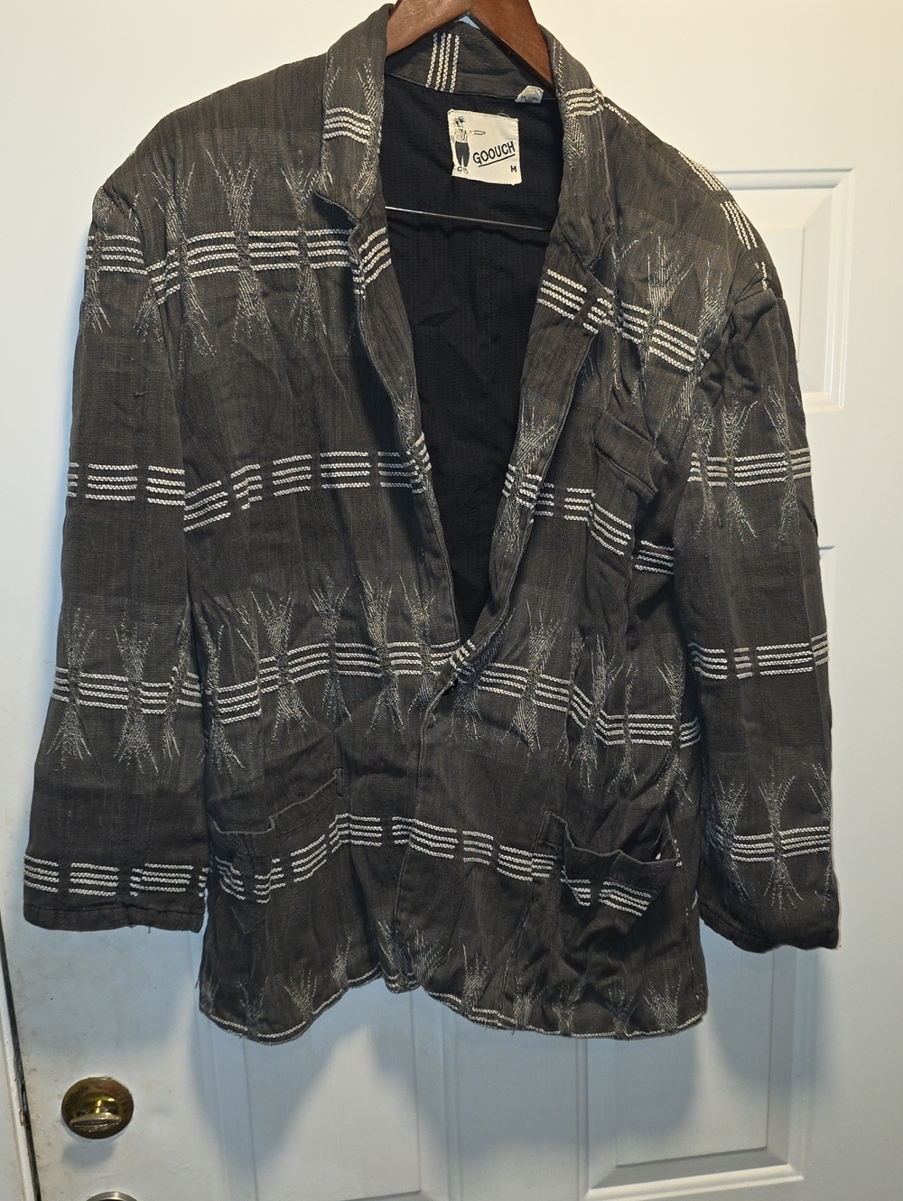 GOOUCH Gray Patterned Open-Front Blazer Jacket
